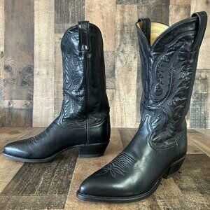 Tony Lama Vintage Classic Black Western Cowboy Boots Mens 9 EE